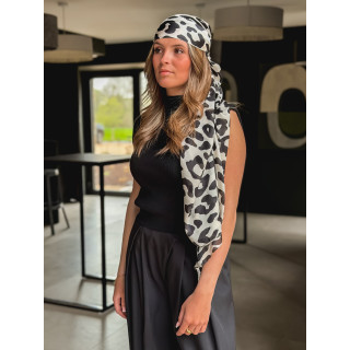 Foulard léopard Lovita - Ecru/Noir