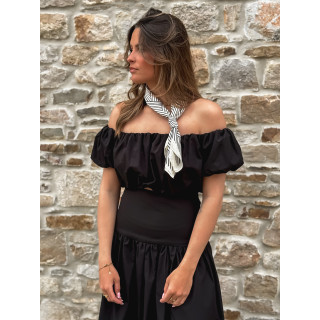 Foulard ligné Nissa - Ecru/Noir