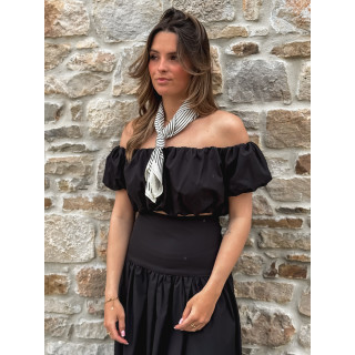 Foulard ligné Nissa - Ecru/Noir