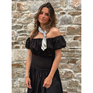 Foulard ligné Nissa - Ecru/Noir