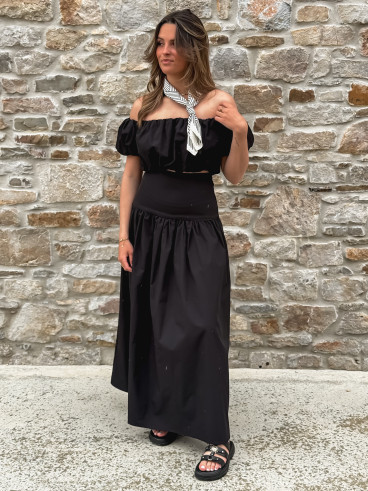 Foulard ligné Nissa - Ecru/Noir