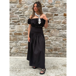 Foulard ligné Nissa - Ecru/Noir