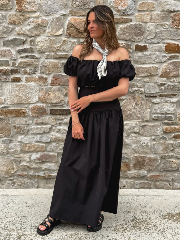 Foulard ligné Nissa - Ecru/Noir