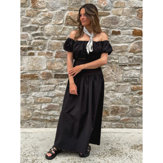 Foulard ligné Nissa - Ecru/Noir