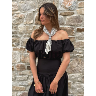 Foulard ligné Nissa - Ecru/Noir