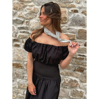 Foulard ligné Nissa - Ecru/Noir