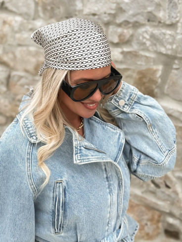 Foulard à motifs Odalys - Ecru/Noir