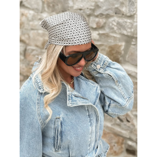 Foulard à motifs Odalys - Ecru/Noir