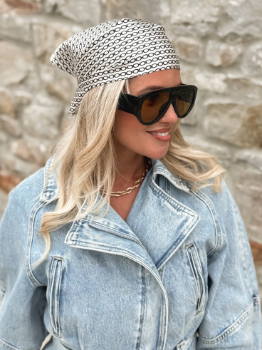 Foulard à motifs Odalys - Ecru/Noir