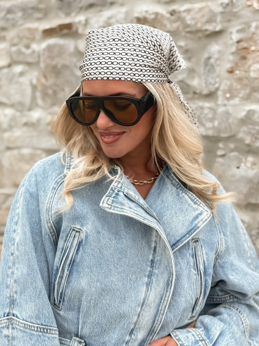 Foulard à motifs Odalys - Ecru/Noir