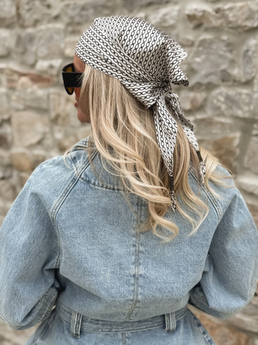 Foulard à motifs Odalys - Ecru/Noir