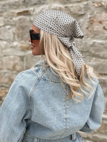 Foulard à motifs Odalys - Ecru/Noir