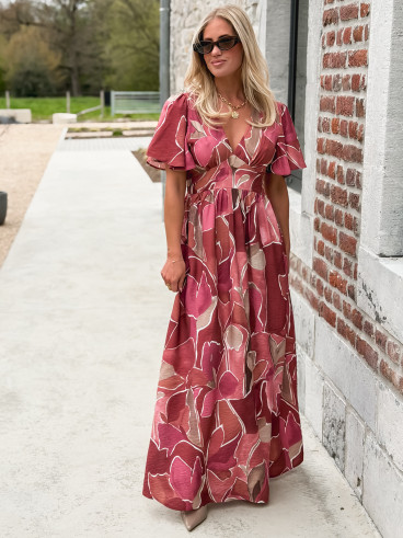 Robe longue à motifs Lalia - Rose