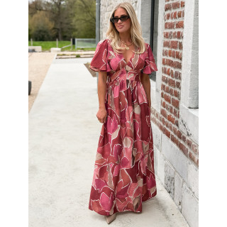 Robe longue à motifs Lalia - Rose