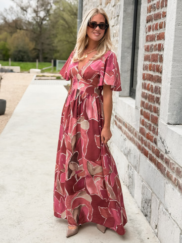 Robe longue à motifs Lalia - Rose Robe longue à motifs Lalia - Rose