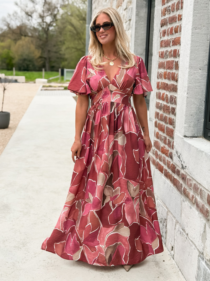 Robe longue à motifs Lalia - Rose Robe longue à motifs Lalia - Rose