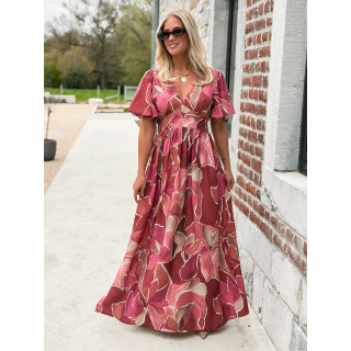 Robe longue à motifs Lalia - Rose