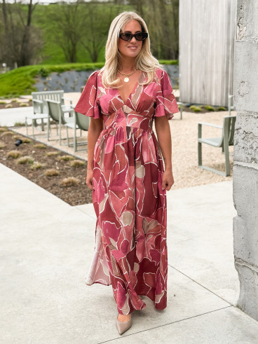 Robe longue à motifs Lalia - Rose Robe longue à motifs Lalia - Rose