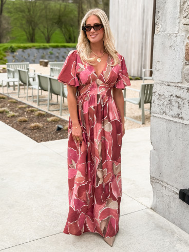 Robe longue à motifs Lalia - Rose Robe longue à motifs Lalia - Rose