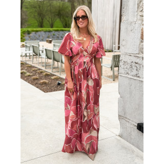 Robe longue à motifs Lalia - Rose