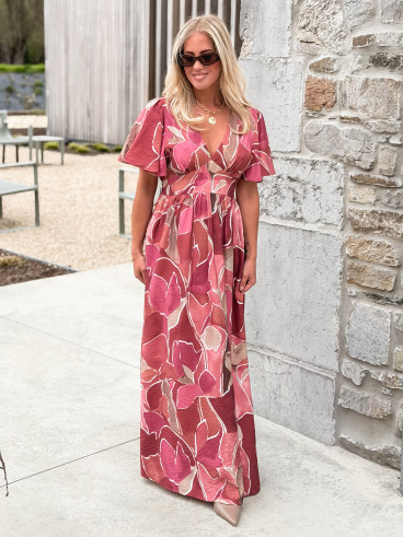 Robe longue à motifs Lalia - Rose Robe longue à motifs Lalia - Rose