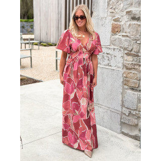 Robe longue à motifs Lalia - Rose