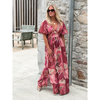 Robe longue à motifs Lalia - Rose