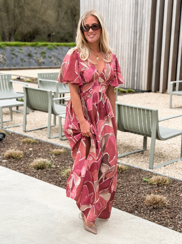 Robe longue à motifs Lalia - Rose Robe longue à motifs Lalia - Rose