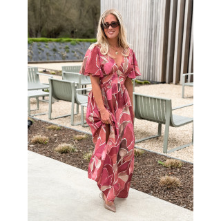 Robe longue à motifs Lalia - Rose