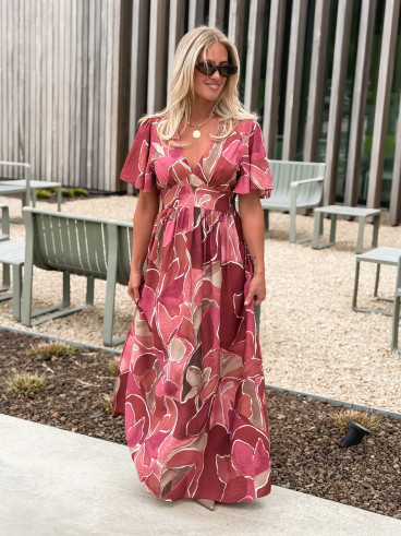 Robe longue à motifs Lalia - Rose Robe longue à motifs Lalia - Rose