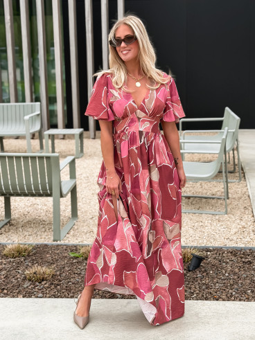 Robe longue à motifs Lalia - Rose Robe longue à motifs Lalia - Rose