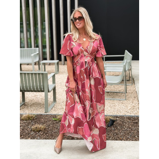 Robe longue à motifs Lalia - Rose