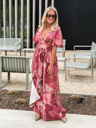 Robe longue à motifs Lalia - Rose Robe longue à motifs Lalia - Rose