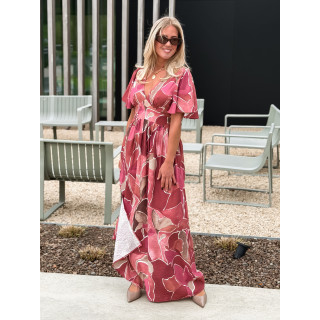 Robe longue à motifs Lalia - Rose
