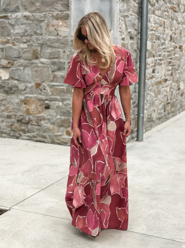 Robe longue à motifs Lalia - Rose Robe longue à motifs Lalia - Rose