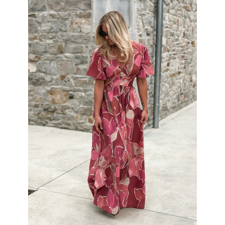 Robe longue à motifs Lalia - Rose