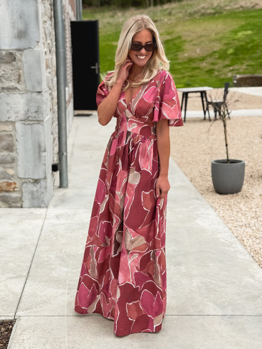 Robe longue à motifs Lalia - Rose Robe longue à motifs Lalia - Rose