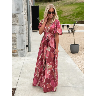 Robe longue à motifs Lalia - Rose