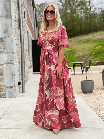 Robe longue à motifs Lalia - Rose Robe longue à motifs Lalia - Rose