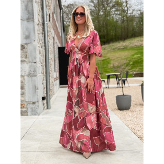 Robe longue à motifs Lalia - Rose
