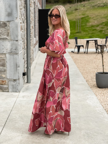 Robe longue à motifs Lalia - Rose Robe longue à motifs Lalia - Rose