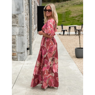 Robe longue à motifs Lalia - Rose