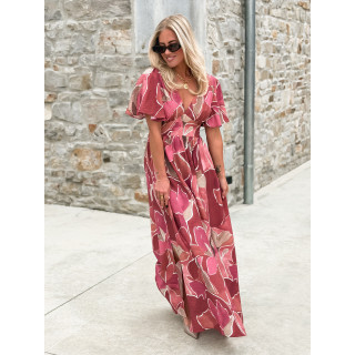 Robe longue à motifs Lalia - Rose