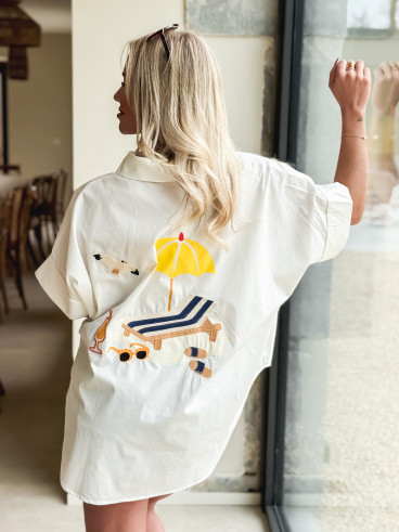 Chemise à motifs Hawaï - Blanc