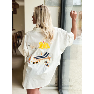 Chemise à motifs Hawaï - Blanc