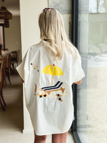 Chemise à motifs Hawaï - Blanc