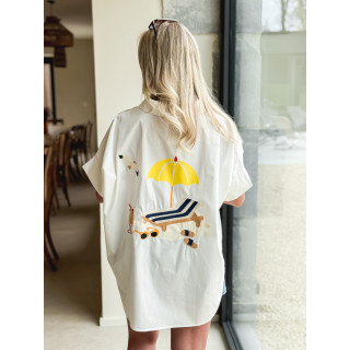 Chemise à motifs Hawaï - Blanc