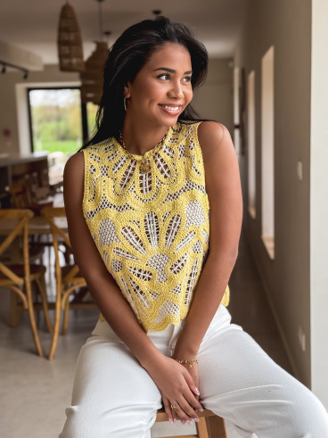 Blouse en crochet Robie - Jaune