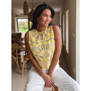 Blouse en crochet Robie - Jaune
