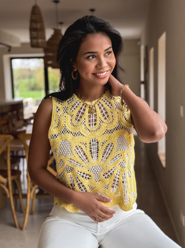 Blouse en crochet Robie - Jaune